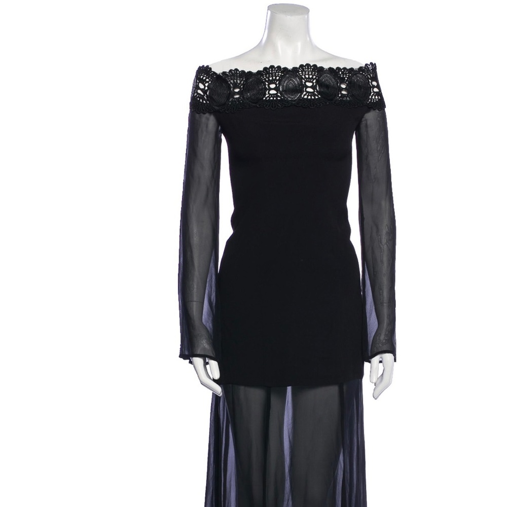 Stone Cold Fox off the shoulder long dress; black; size 0; evening gown